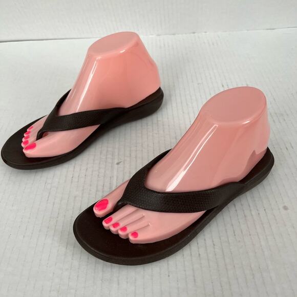 Oka B Okabashi Elle Brown Thong SlipOn Slides Flip Flop Sandal M (7-7.5) - Picture 3 of 10